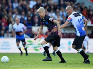 Zinédine Zidane face à Arsène vainqueur lors du "Match des légendes au stade Chaban Delmas de Bordeaux, le lundi 27 mai 2019